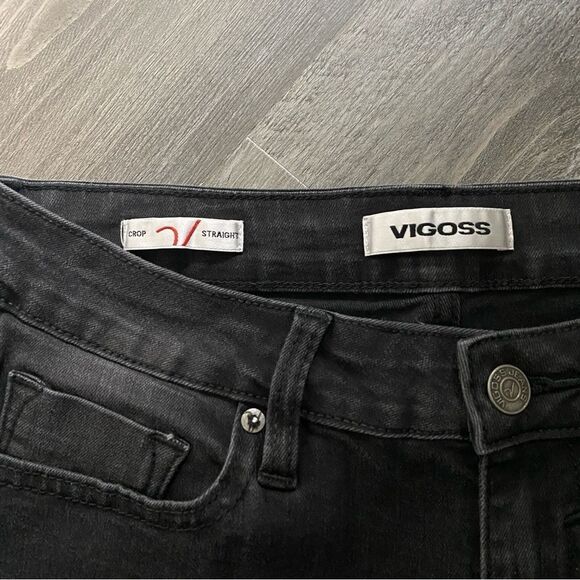VIGOSS Jeans Stevie Crop Straight Black Distressed 27 Waist NEW - Picture 5 of 12